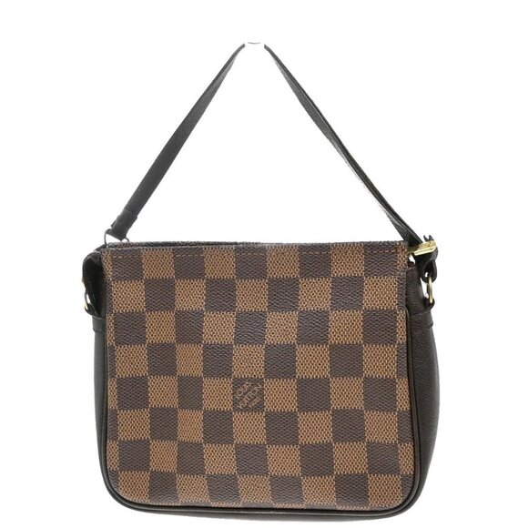 LOUIS VUITTON Trousse Makeup Hand Bag Damier Ebene Leather Brown N51982 89KA770 - Picture 1 of 16
